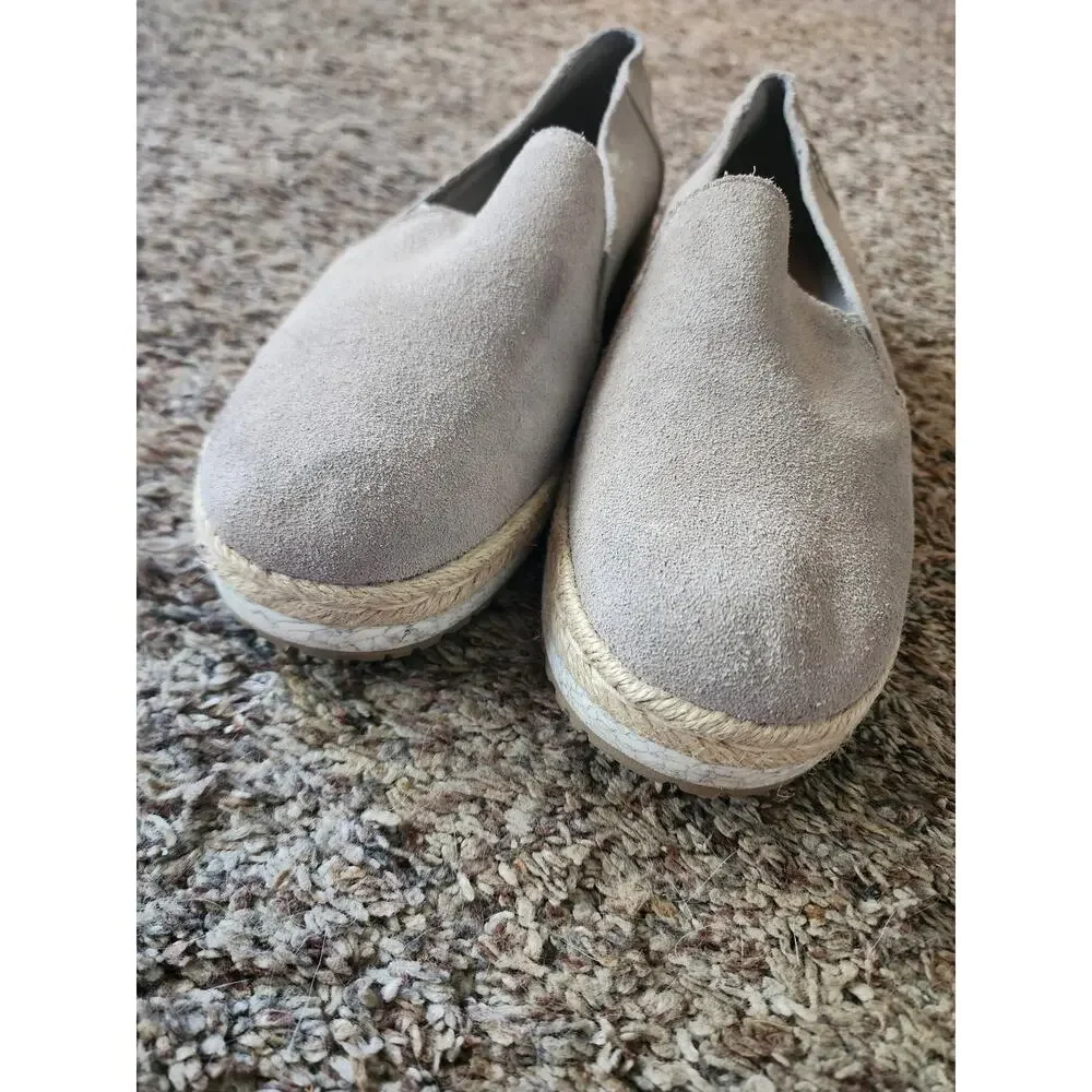 TOMS Suede Espadrille Slip-On Shoes Taupe Gray 7.5